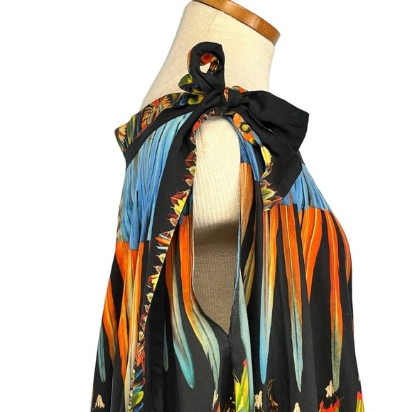 Jean Paul Gaultier Soleil Vintage 90’s Tropical Feather Mini Trapeze Dress in M - Picture 6 of 9